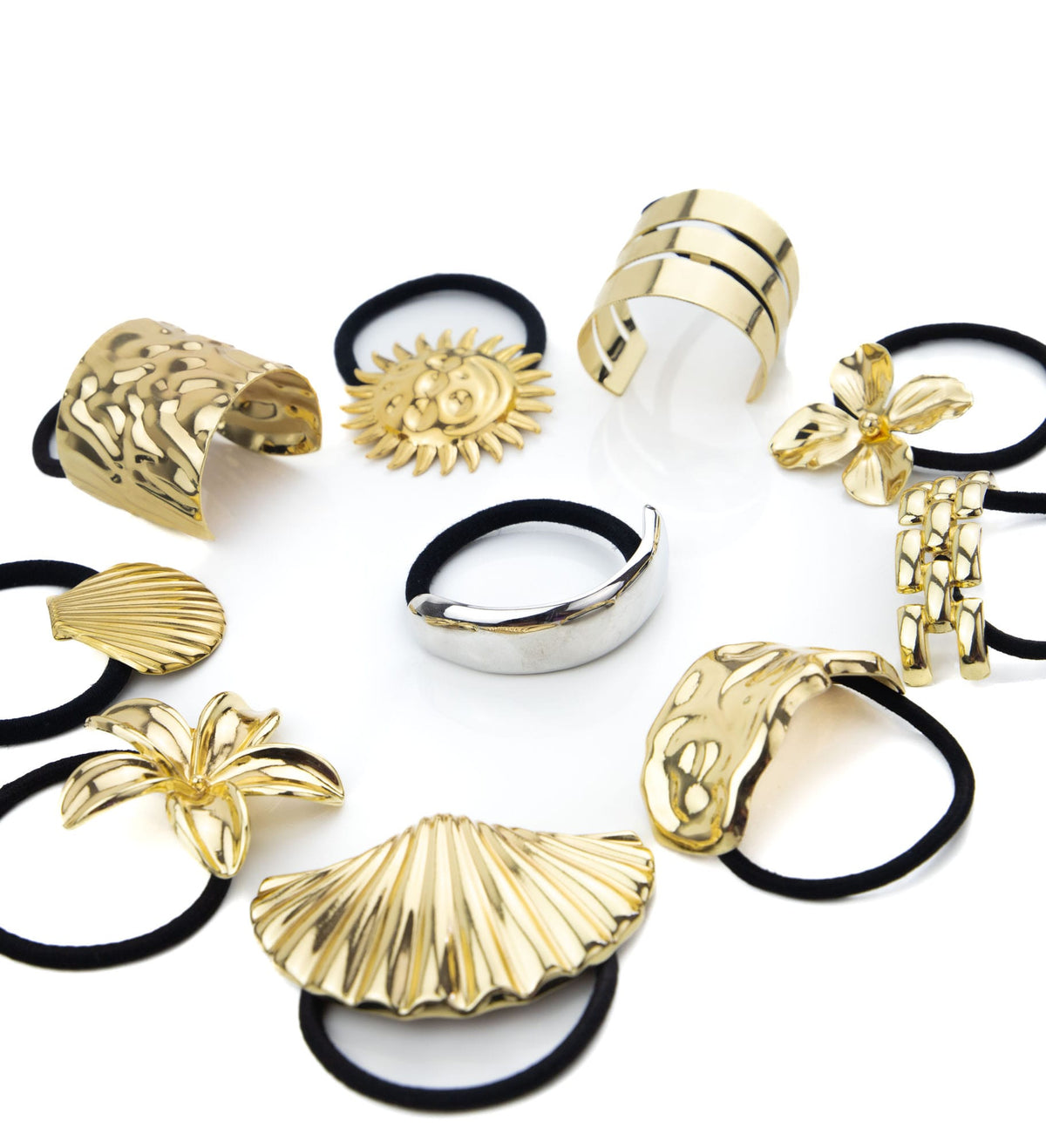 Élastique cheveux avec alliages dorés