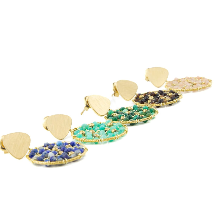 Boucles d'oreilles pendantes Gabrielle coloris bleu foncé - Bébou la Coquette
