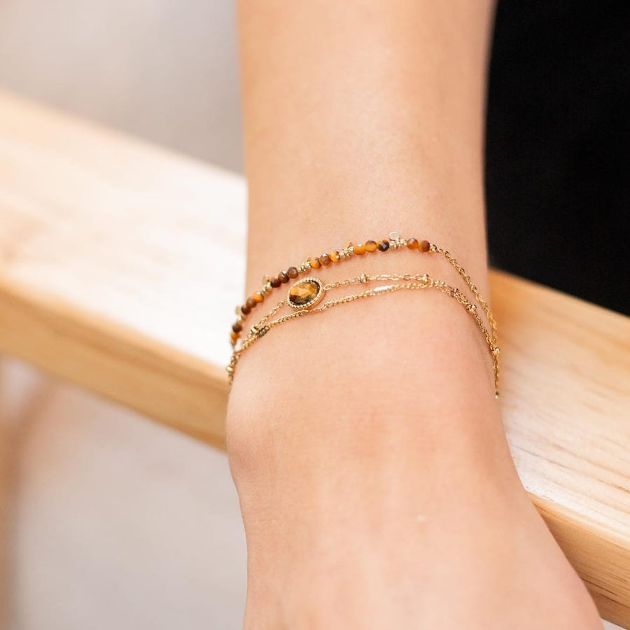 Bracelet chaîne Pierrette coloris marron - Bébou la Coquette