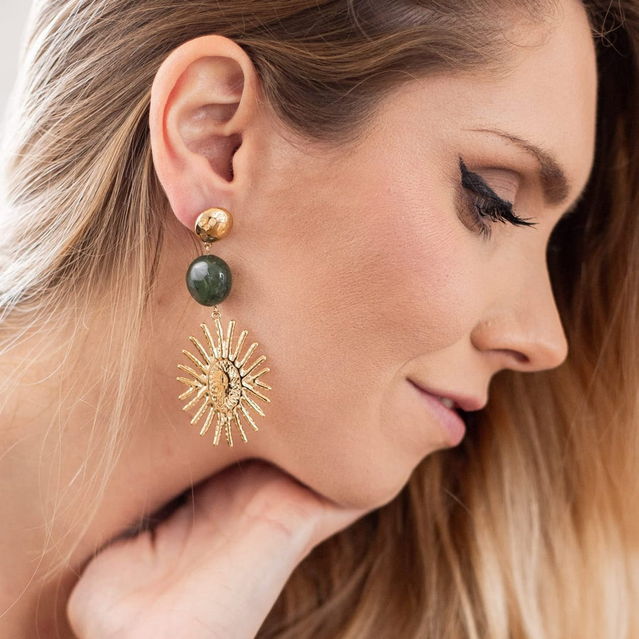 Boucles d'oreilles pendantes Océane coloris marron - Bébou la Coquette