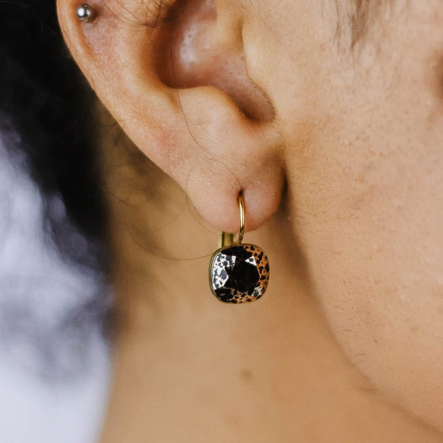 Boucles d'oreilles pendantes Elsa coloris noir - Bébou la Coquette