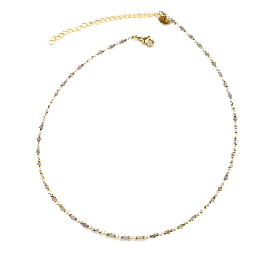 Collier ras de cou Chiara coloris violet - Bébou la Coquette