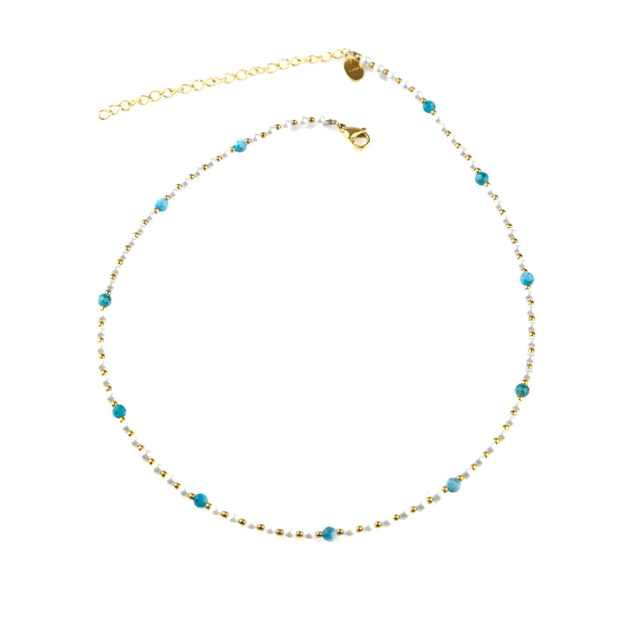 Collier ras de cou Fiammetta coloris turquoise - Bébou la Coquette