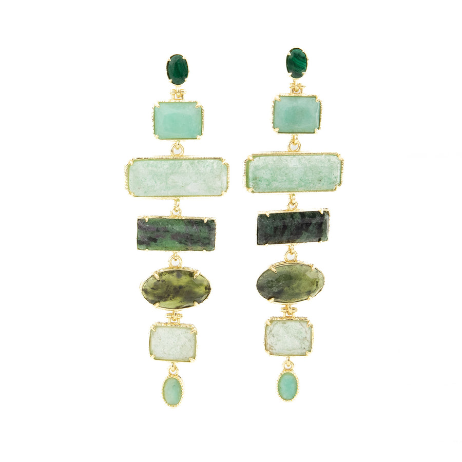 Boucles d'oreilles pendantes Malinee coloris vert - Bébou la Coquette