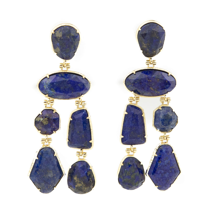 Boucles d'oreilles pendantes Aoy coloris bleu - Bébou la Coquette