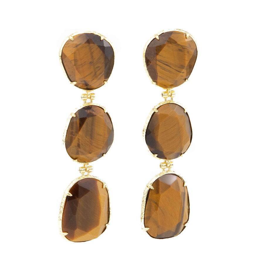 Boucles d'oreilles pendantes Hataitip coloris marron - Bébou la Coquette