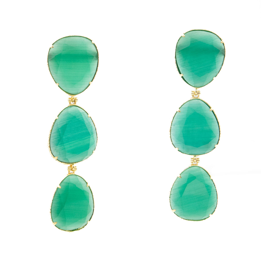 Boucles d'oreilles pendantes Warunee coloris vert - Bébou la Coquette