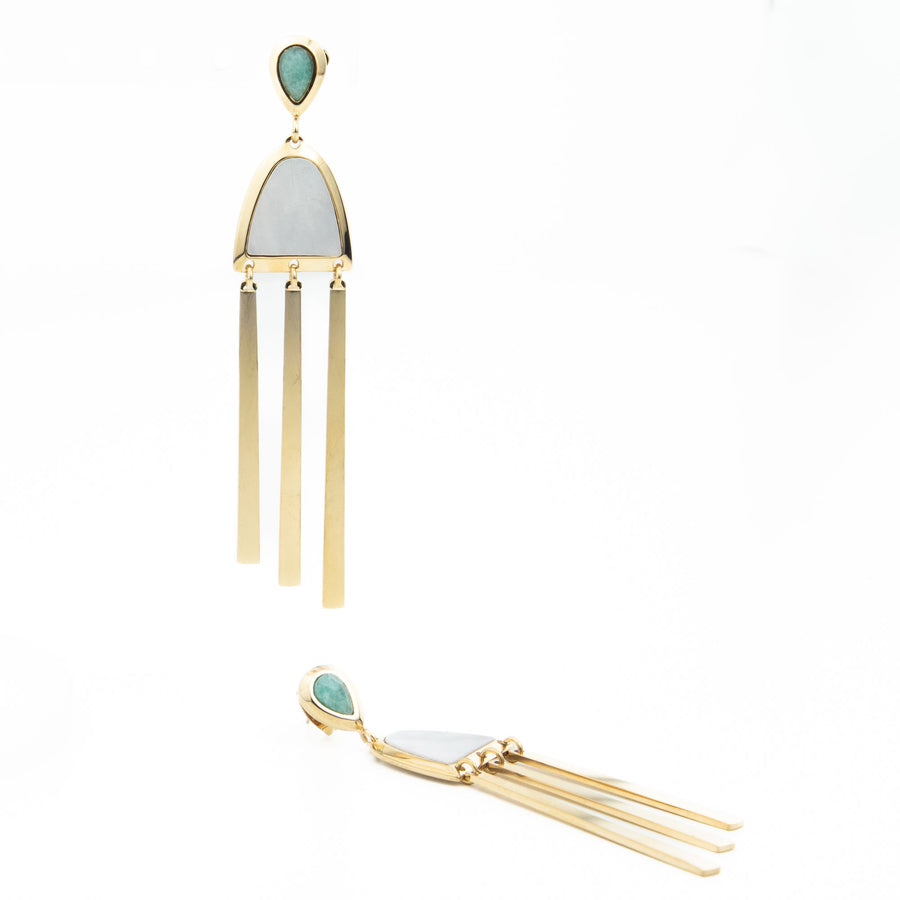 Boucles d'oreilles pendantes Samar coloris turquoise - Bébou la Coquette
