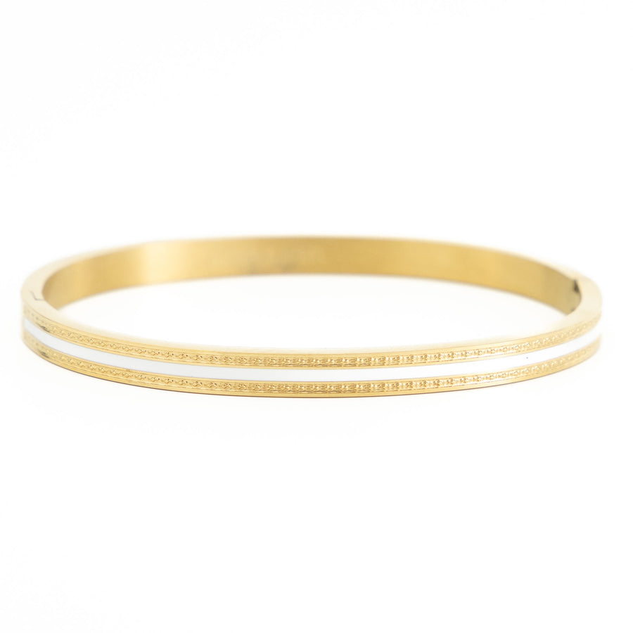 Bracelet jonc Emeraude coloris blanc - Bébou la Coquette