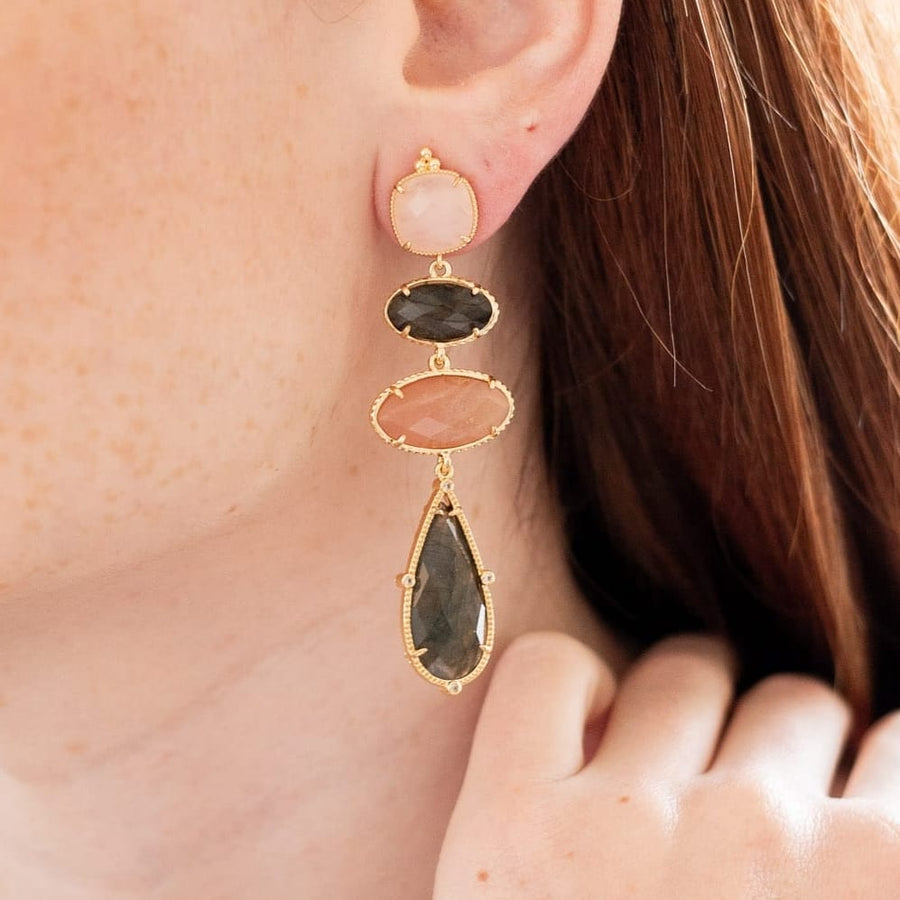 Boucles d'oreilles pendantes Margaux coloris turquoise - Bébou la Coquette