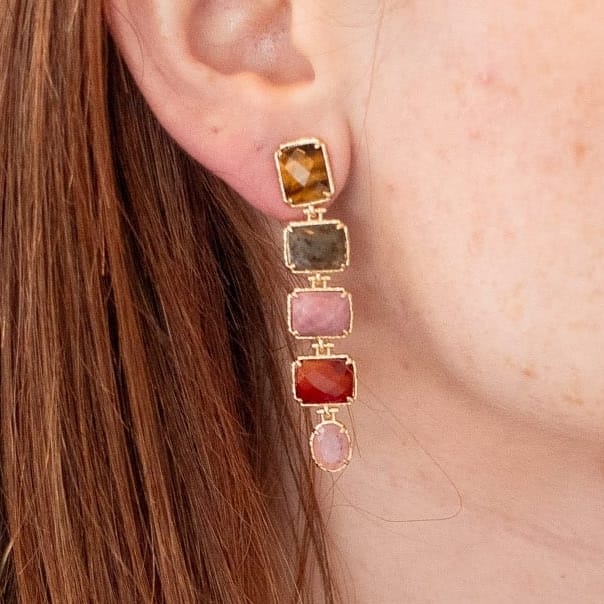 Boucles d'oreilles pendantes Zélie coloris marron - Bébou la Coquette