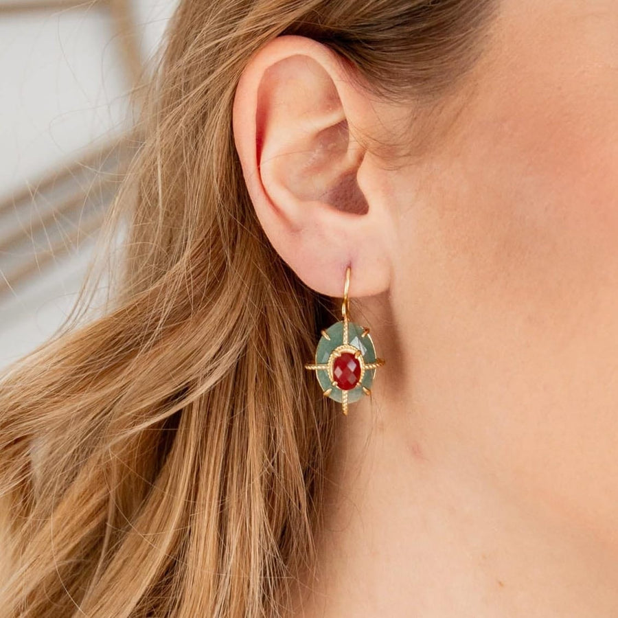 Boucles d'oreilles pendantes Pimchanok coloris vert - Bébou la Coquette
