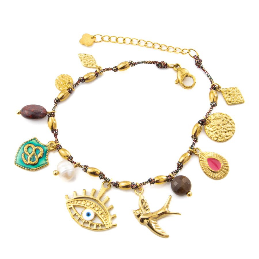 Bracelet chaîne Yolande coloris bleu - Bébou la Coquette