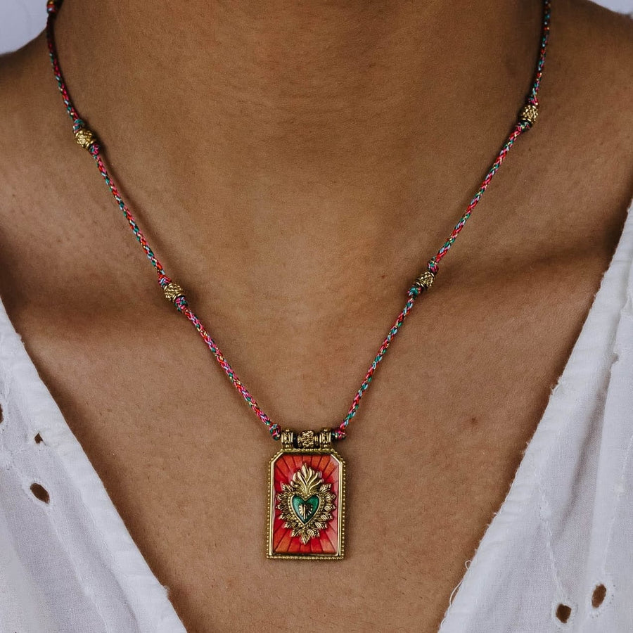 Collier pendentif Jeanne coloris vert - Bébou la Coquette