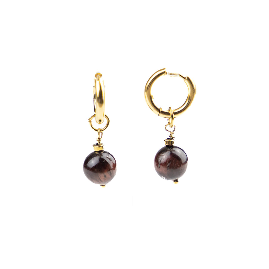 Boucles d'oreilles créoles Puja coloris marron - Bébou la Coquette