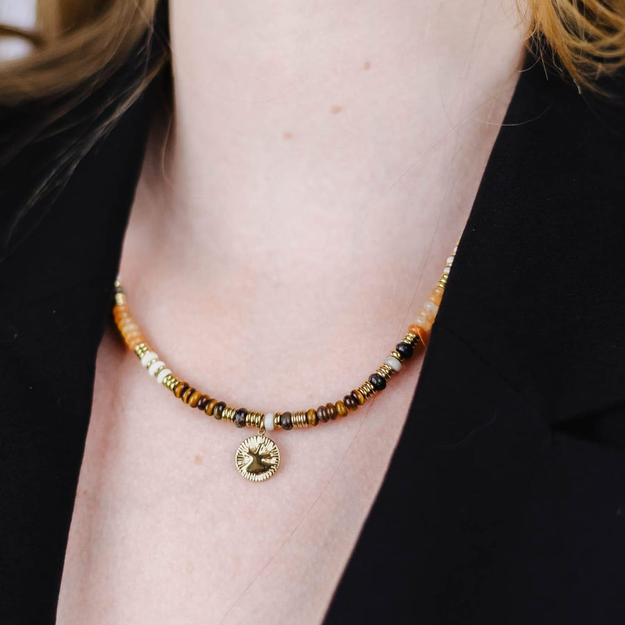 Collier chaîne Milena coloris marron - Bébou la Coquette
