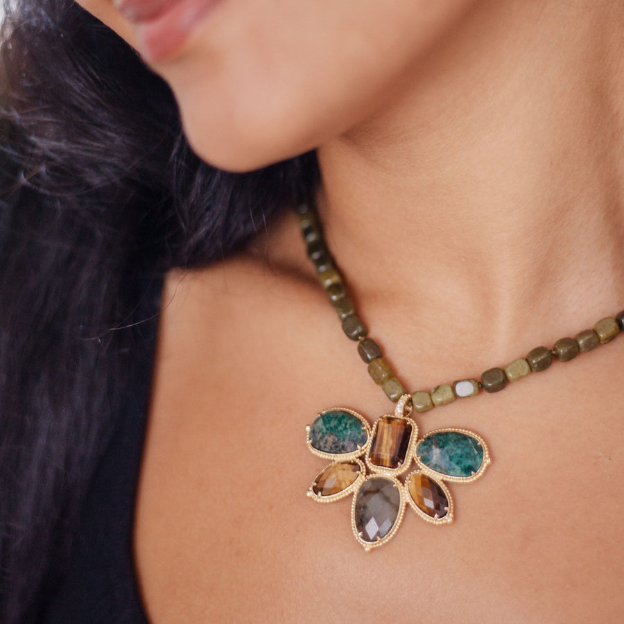 Collier chaîne Dahlia coloris marron - Bébou la Coquette