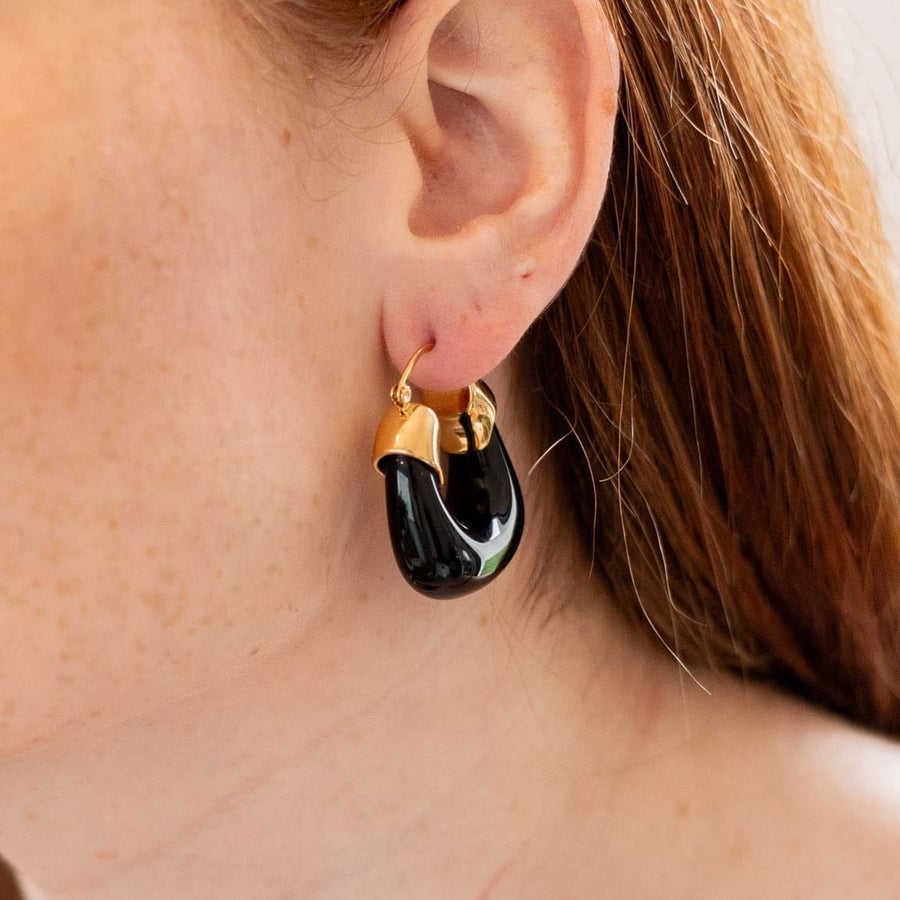 Boucles d'oreilles pendantes Ivona coloris noir - Bébou la Coquette