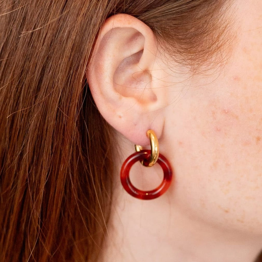 Boucles d'oreilles pendantes Rosalind coloris orange - Bébou la Coquette
