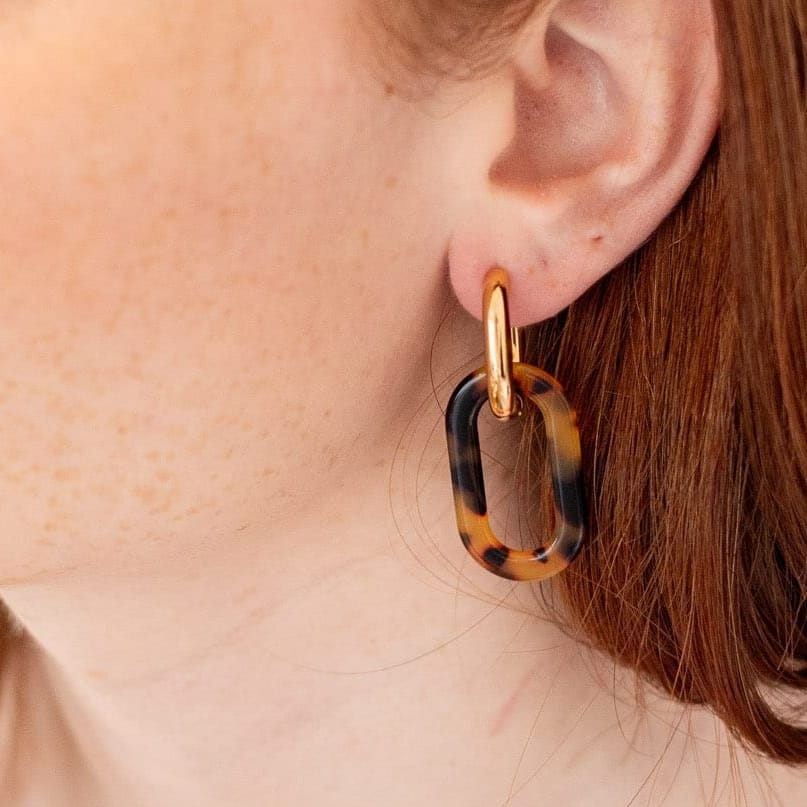 Boucles d'oreilles pendantes Yseult coloris beige - Bébou la Coquette