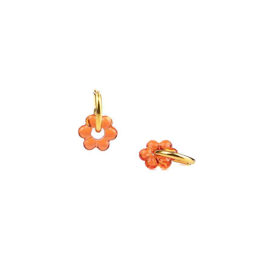 Boucles d'oreilles créoles Passiflore coloris orange - Bébou la Coquette