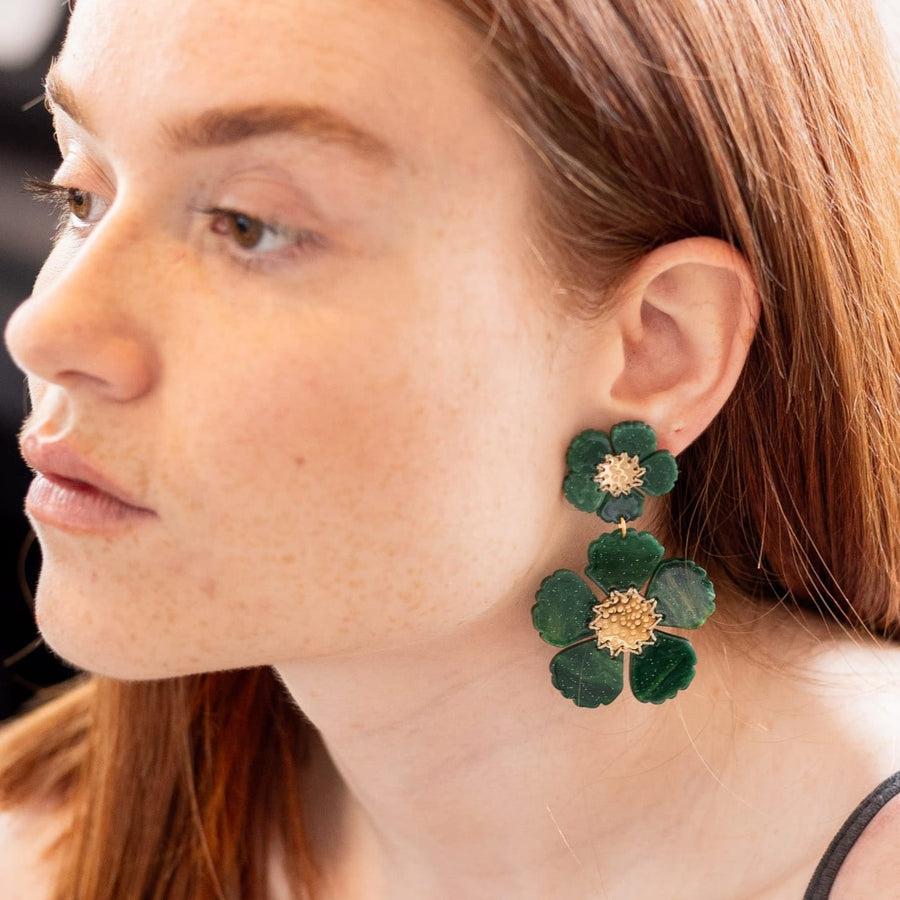 Boucles d'oreilles pendantes Orane coloris rouge - Bébou la Coquette