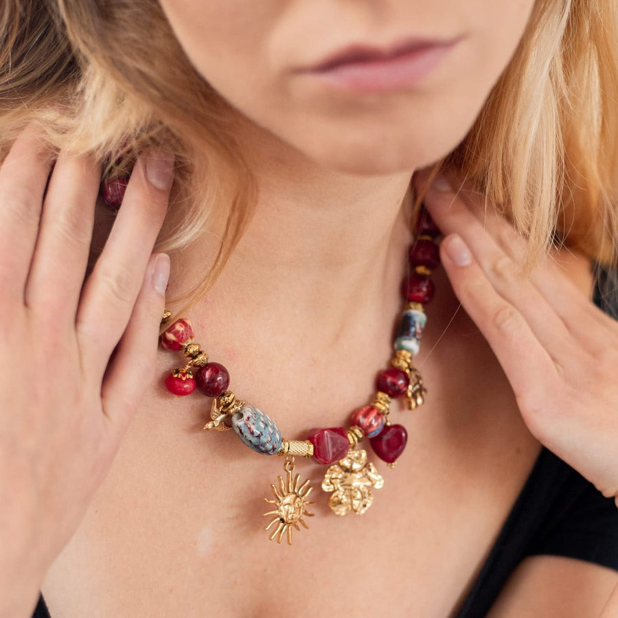 Collier pendentif Mariana coloris bleu - Bébou la Coquette