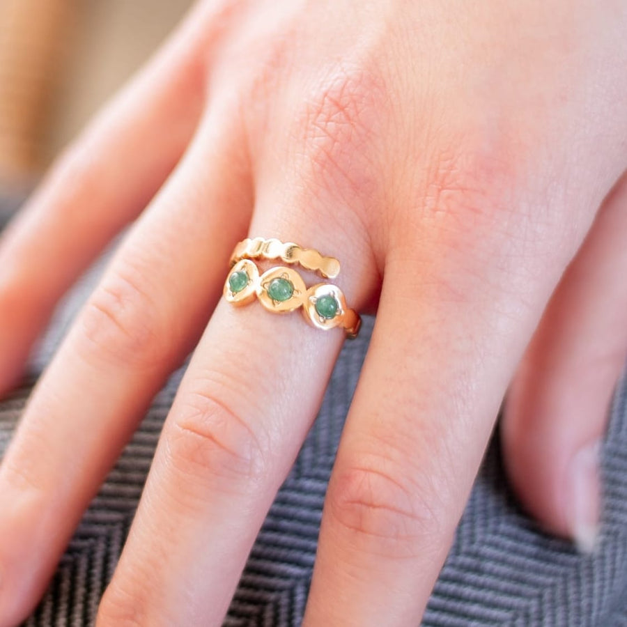 Bague réglable Amira coloris vert - Bébou la Coquette