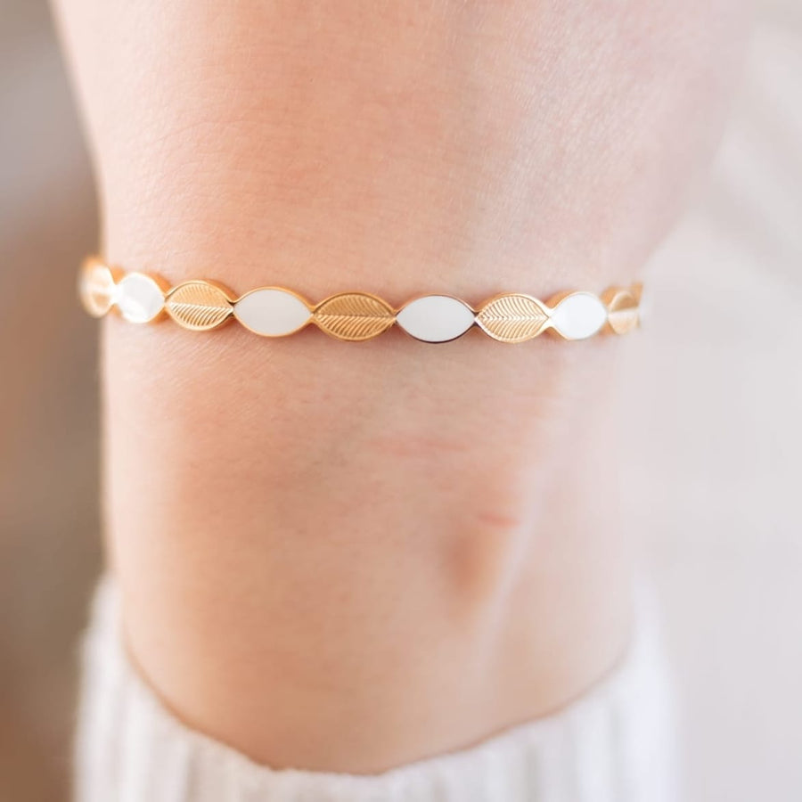 Bracelet jonc Calla coloris blanc - Bébou la Coquette