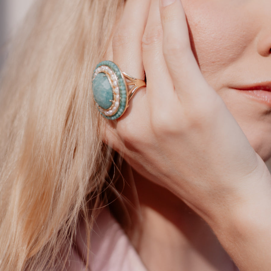 Bague réglable Kanya coloris turquoise - Bébou la Coquette