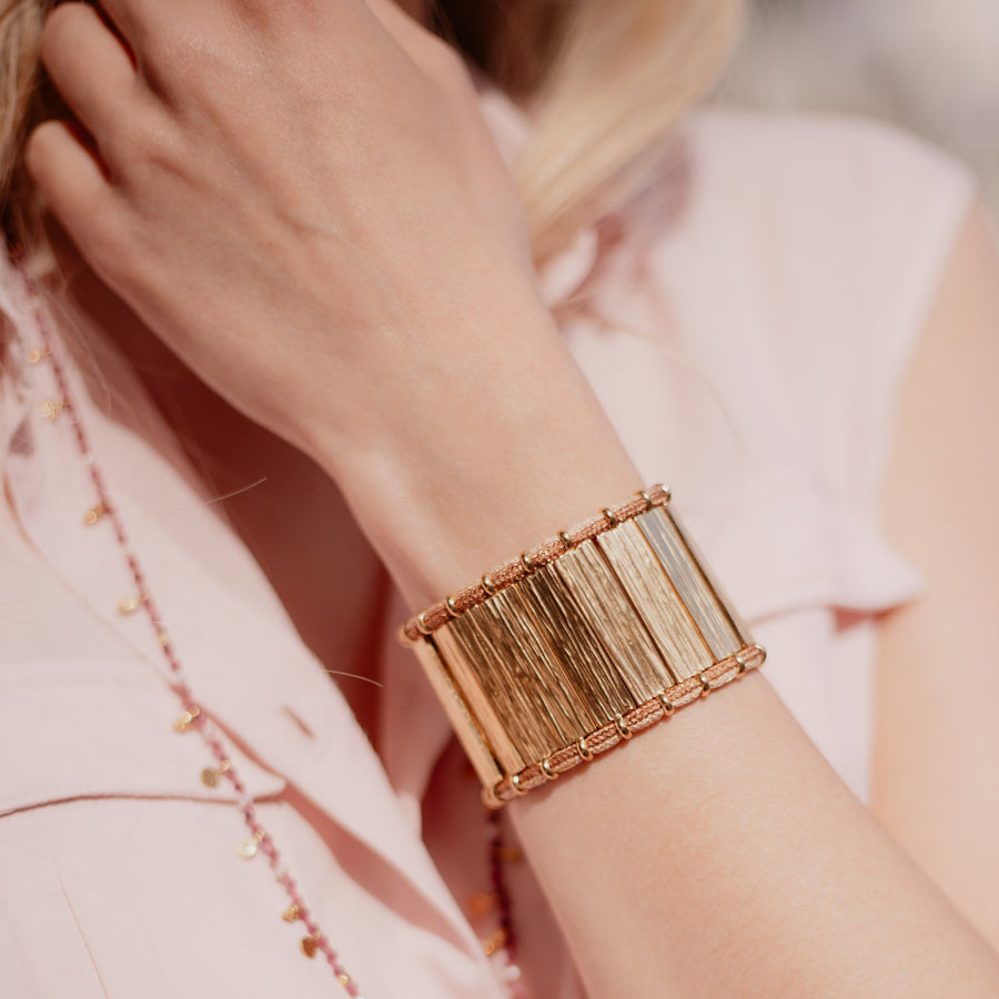 Bracelet manchette Kiona coloris beige - Bébou la Coquette