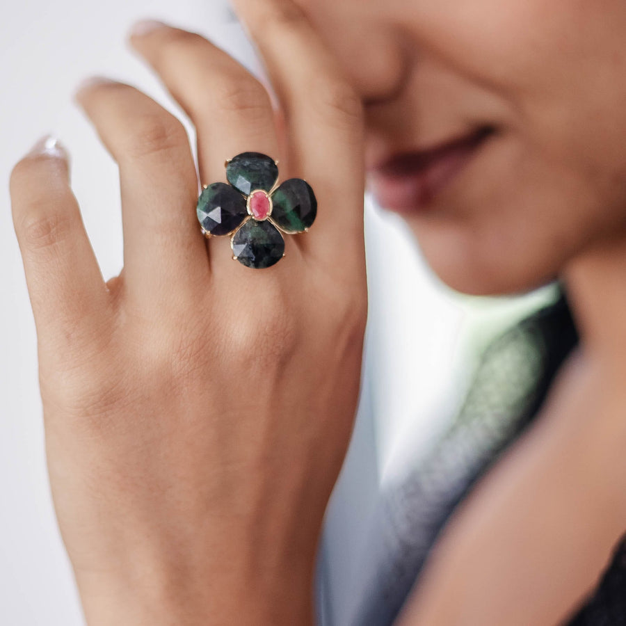 Bague réglable Jacinthe coloris gris - Bébou la Coquette