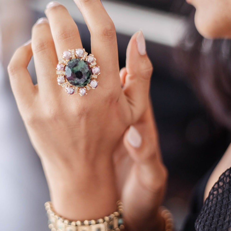 Bague réglable Sasithorn coloris vert - Bébou la Coquette