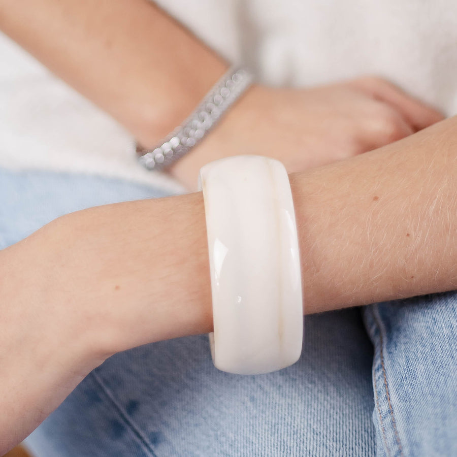 Bracelet jonc Perle coloris beige - Bébou la Coquette