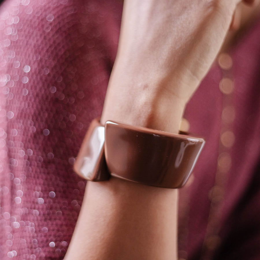 Bracelet jonc Wilhelmine coloris marron - Bébou la Coquette