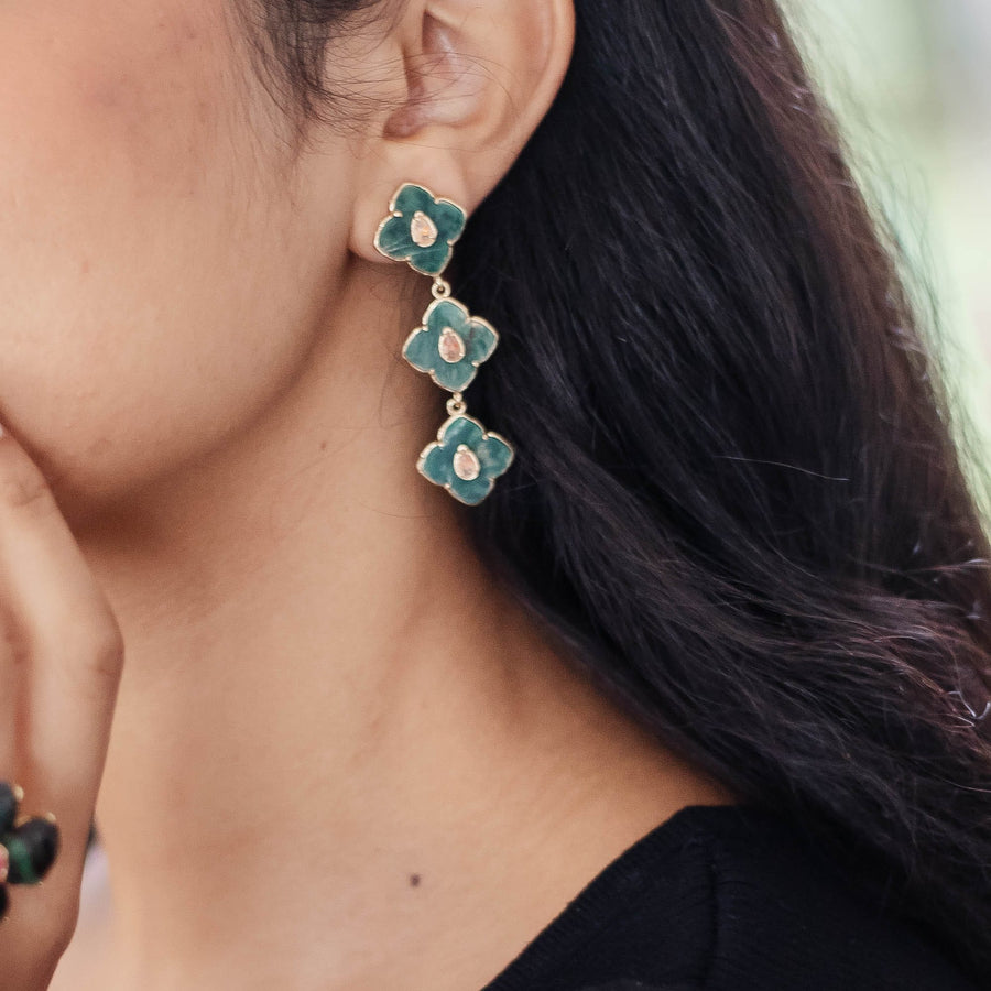 Boucles d'oreilles pendantes Bleuet coloris blanc - Bébou la Coquette