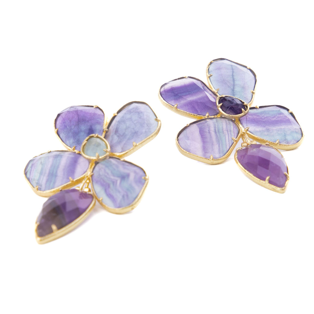 Boucles d'oreilles pendantes Ancolie coloris violet - Bébou la Coquette