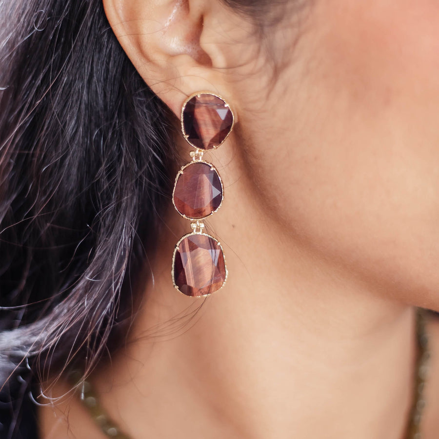 Boucles d'oreilles pendantes Petch coloris blanc - Bébou la Coquette