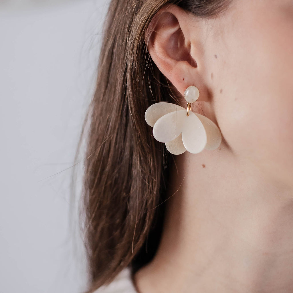 Boucles d'oreilles puces Pivoine - Bébou la Coquette