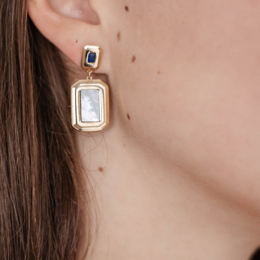 Boucles d'oreilles pendantes Dina coloris blanc - Bébou la Coquette