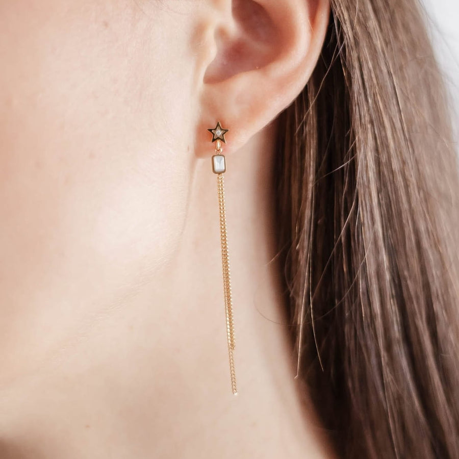 Boucles d'oreilles pendantes Rania coloris blanc - Bébou la Coquette