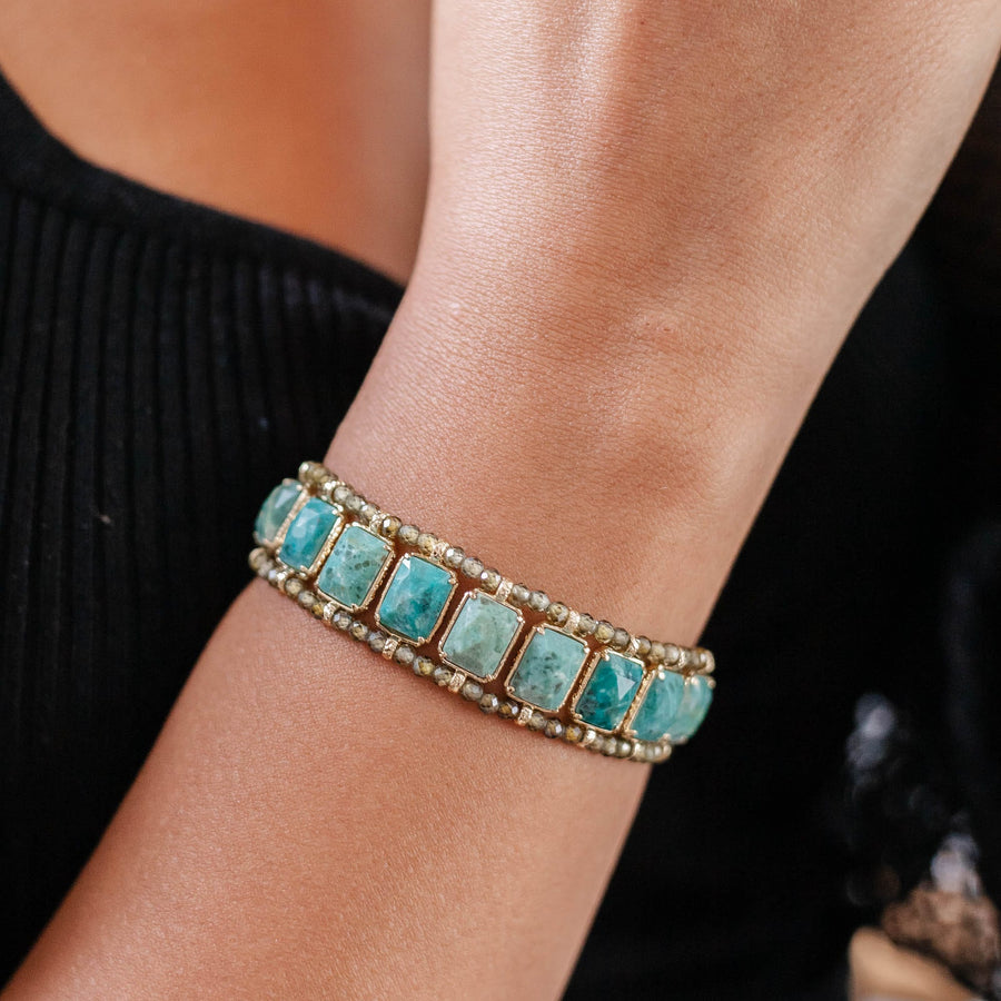 Bracelet chaîne Rampai coloris turquoise - Bébou la Coquette