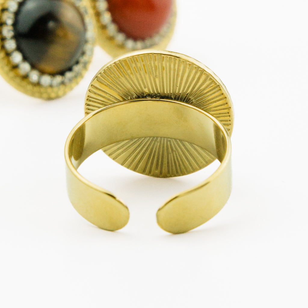 Intérieur de la bague Bérangère, anneau ouvert réglable en acier doré