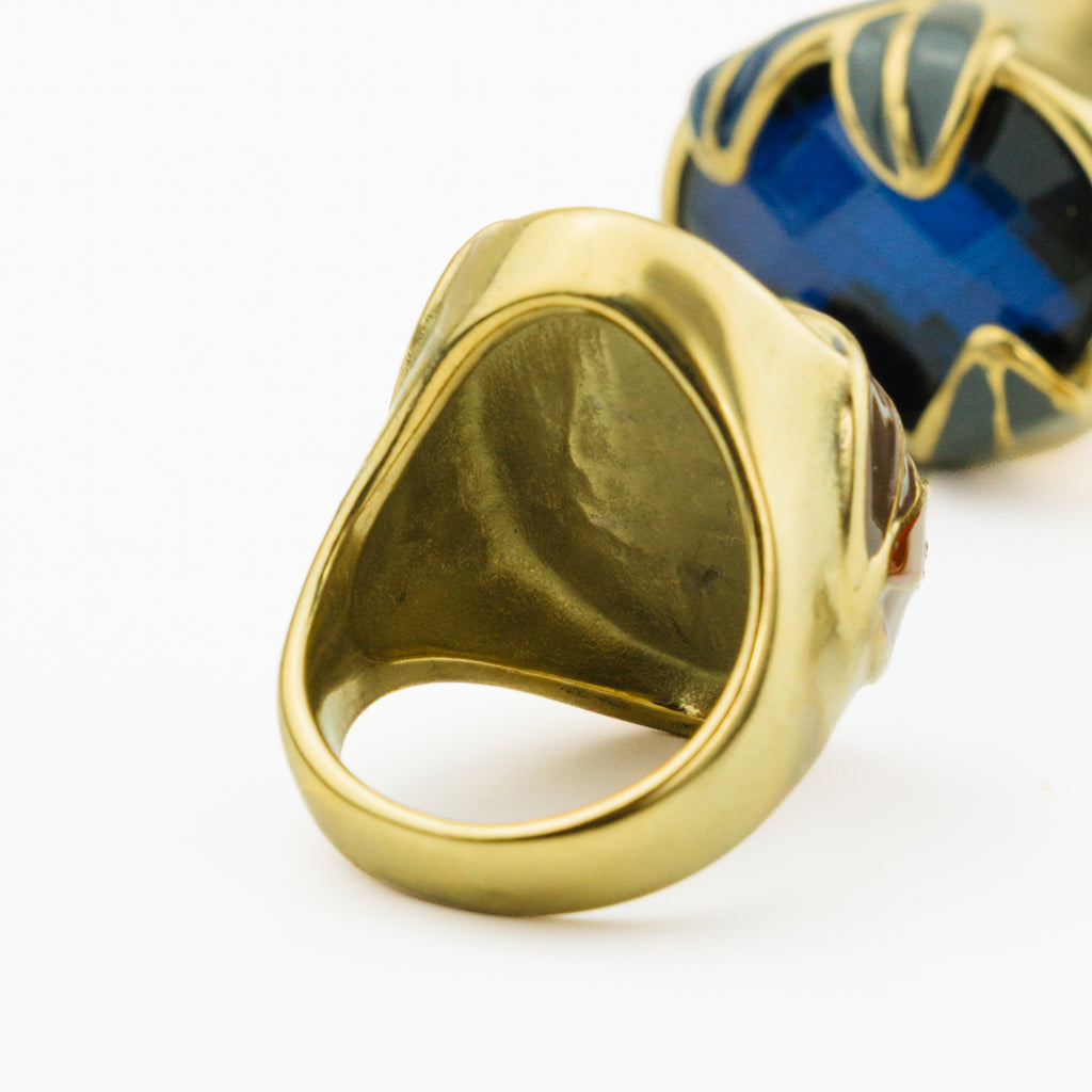 Intérieur de la bague Philippine, anneau fermé en acier doré, taille 57