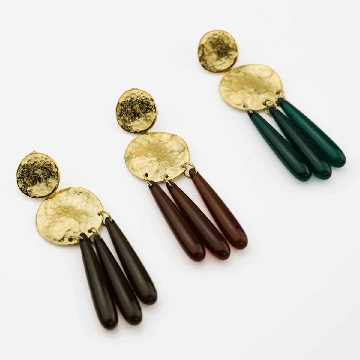 Boucles d'oreilles Apolonie en marron, rouge et vert